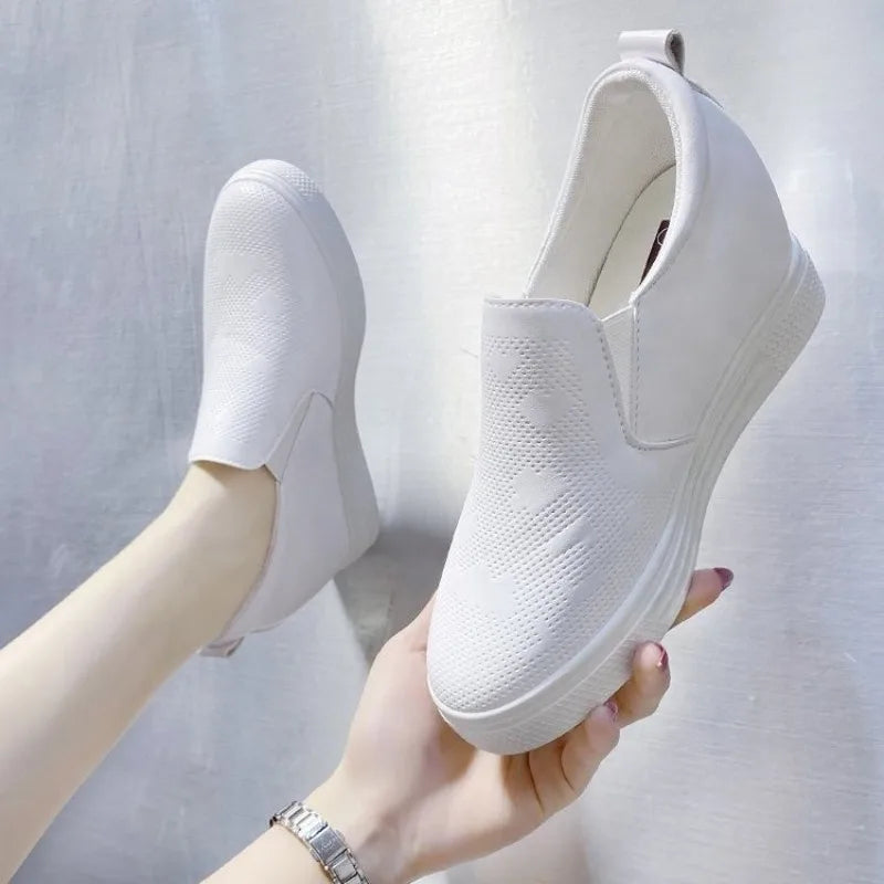 2025 women's spring shoes Heel New Lady Casual Women Sneakers Leisure Platform Wedge Height Increasing Zapatos De Mujer