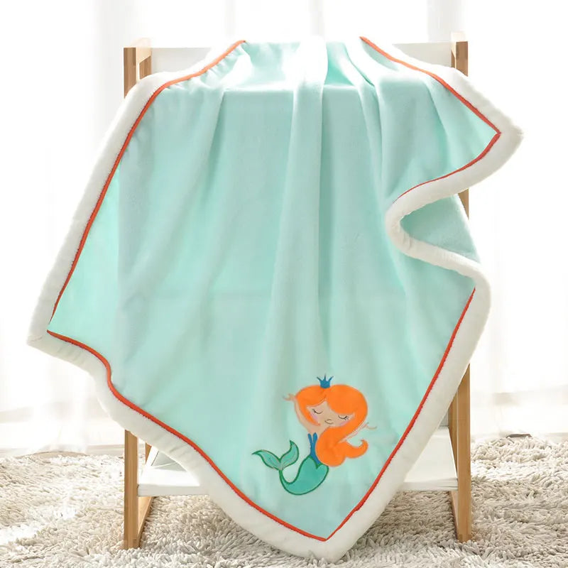 Baby Blankets Newborn Lovely Embroidery Flannel Baby Blanket Baby Boys Girls Swaddle Wrap Infant Stroller Cover Kids Blankets