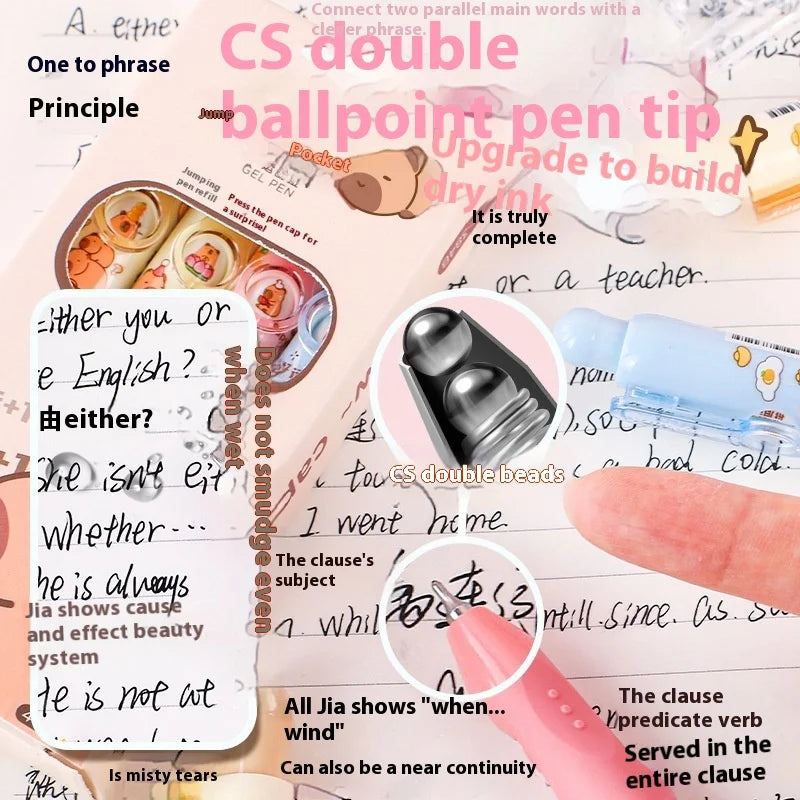 4PCS/Box Gel Pen Cartoon Pocket Pen Funny Capybara Writing Tool Ballpoint Pen Quick Drying Black Ink School Office Supplies