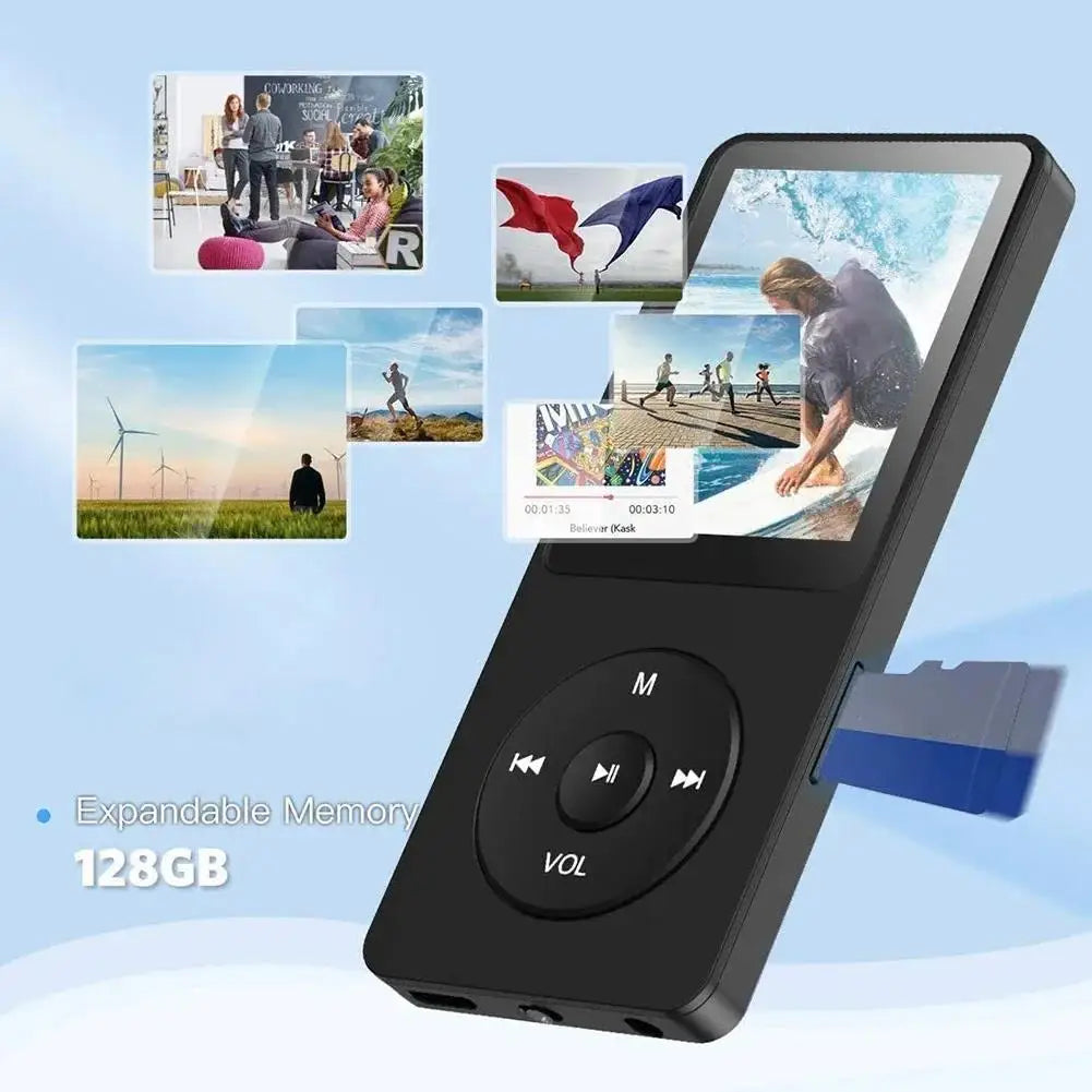 MP3 Player Portable Music Player Bluetooth 5.4 Music Stereo Player 1.8 inch Screen Support FM Radio E-Book Recording MP4 Player