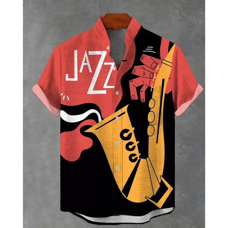 2025 Fashion Carnival 3D Printing Men's Shirt Men's Short Sleeve Shirt Casual Shirt Holiday Top Camisas De Vestir Para Hombre