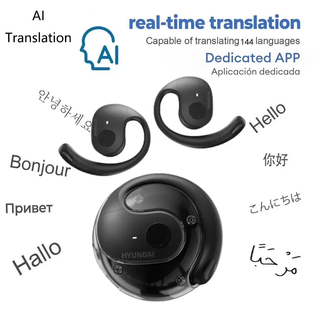 144-Language AI Translation Headphones: Wireless Ear-Hook Style for Real-Time Communication During Travel