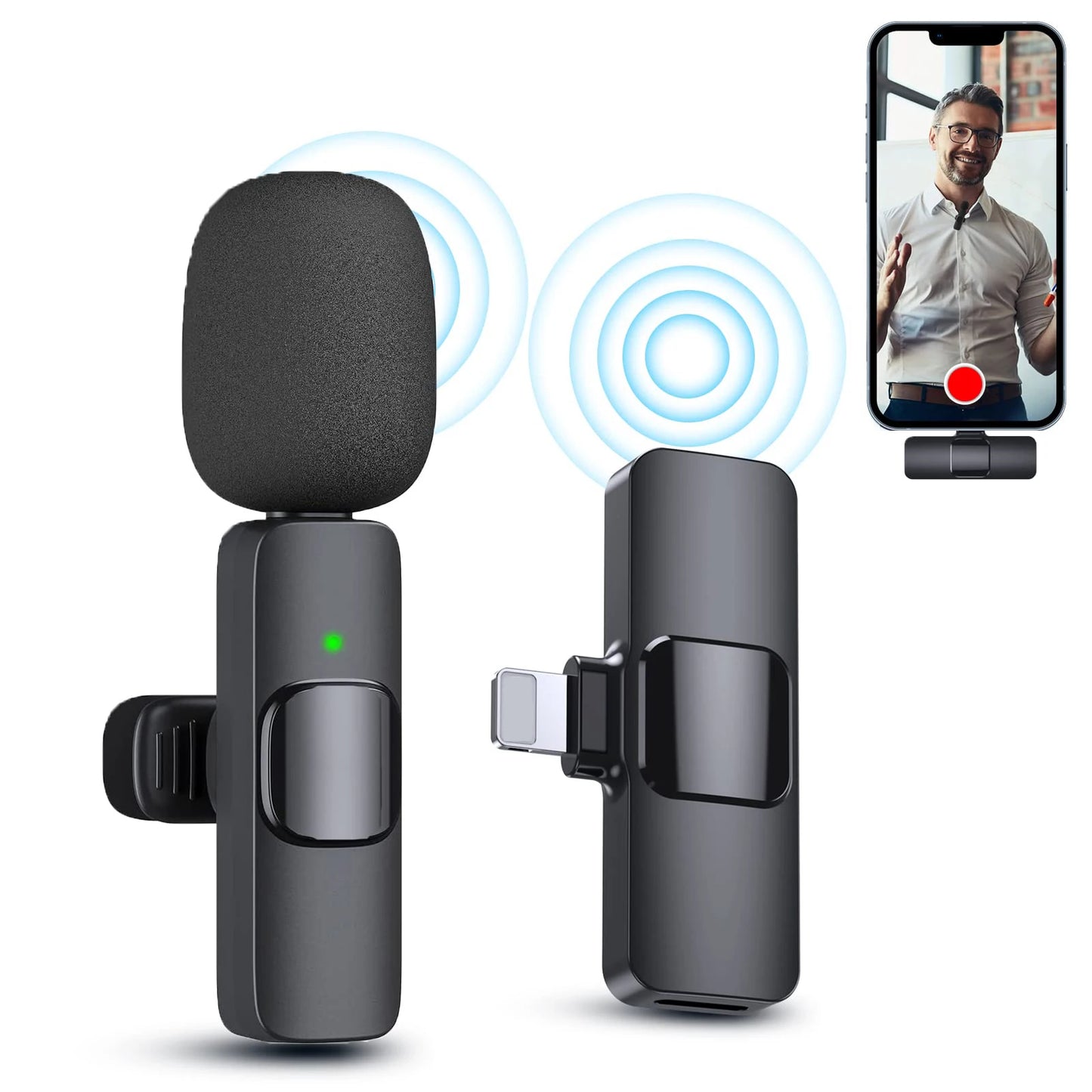 2.4GHZ Wireless Lavalier Microphone Portable Audio Video Recording Mini Mic  with quality materisls and smart chips