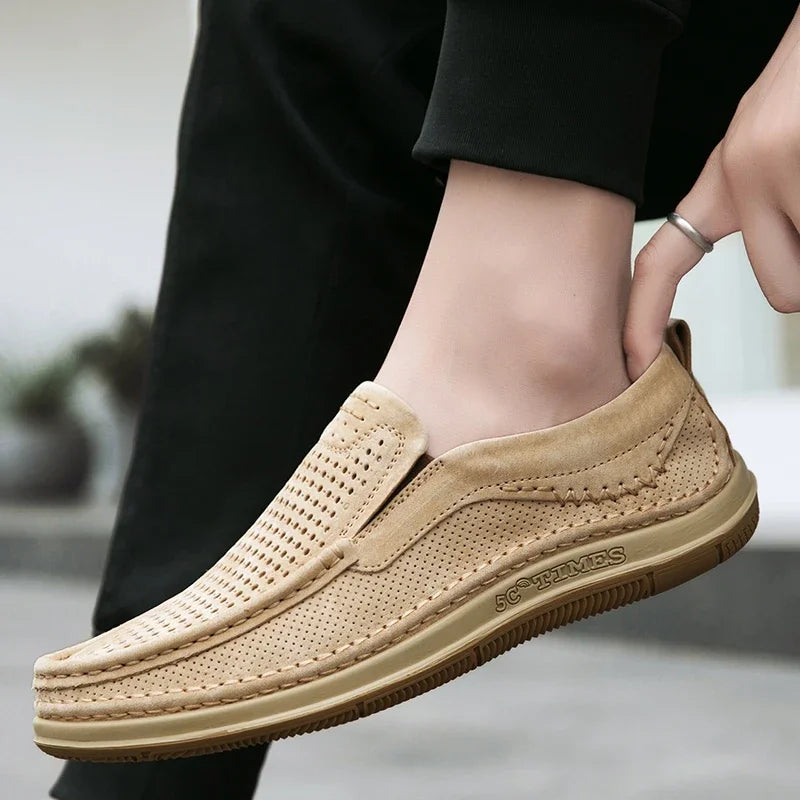 Men Loafers Summer Breathable Soft Luxury Brand