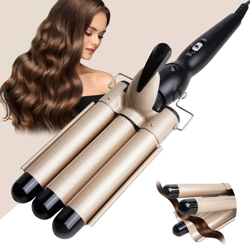 Hair Curler Tourmaline Ceramic 3 Barrel Hair Curling Iron Electric Curl Hair Machine Triple Barrel Hair Curler Hair Styling Tool
