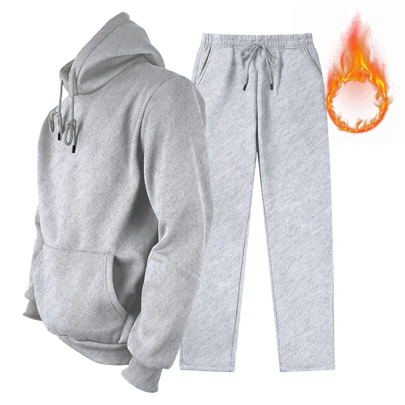 Men's sports set 2-piece wool hooded casual sports set jogging set