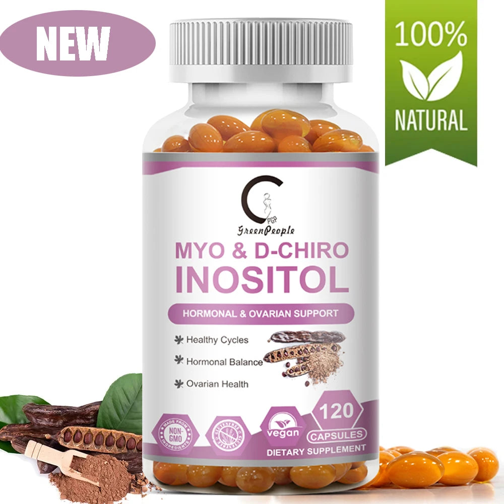 120p Myo-Inositol&D-Chiro Inositol Capsule with Folate Supports Ovarian Function,Hormone Balance,Fertility Supplements for Women