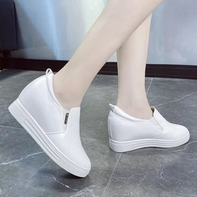 2025 women's spring shoes Heel New Lady Casual Women Sneakers Leisure Platform Wedge Height Increasing Zapatos De Mujer