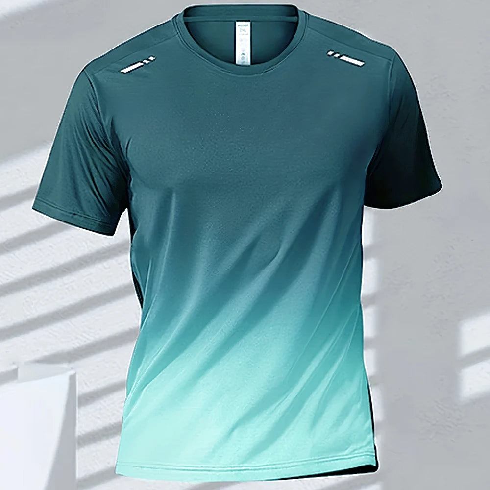 Men's T-shirts Sports T-shirt Quick-drying Gradient Short Sleeve Tees Outdoor Workout Basketball Training Running men clothes