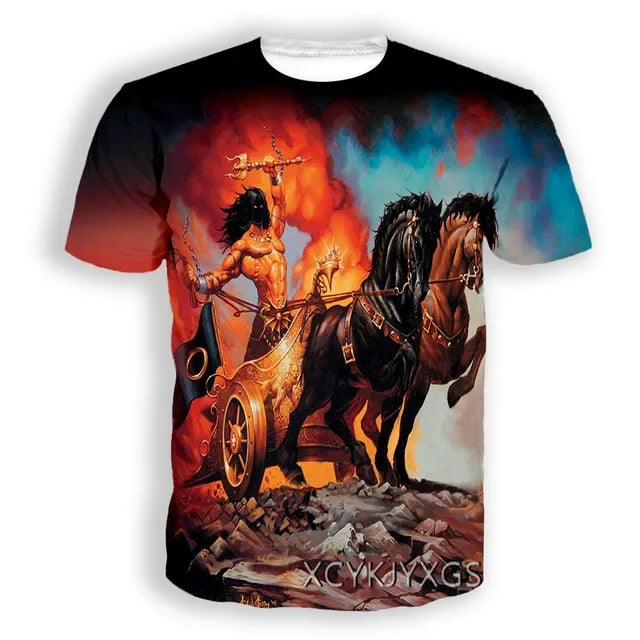 New Hot Manowar Punk Style Rock 3D Print T-shirts Summer Men Women Unisex Casual Hip Hop Short Sleeve Tee Top Oversized Clothing