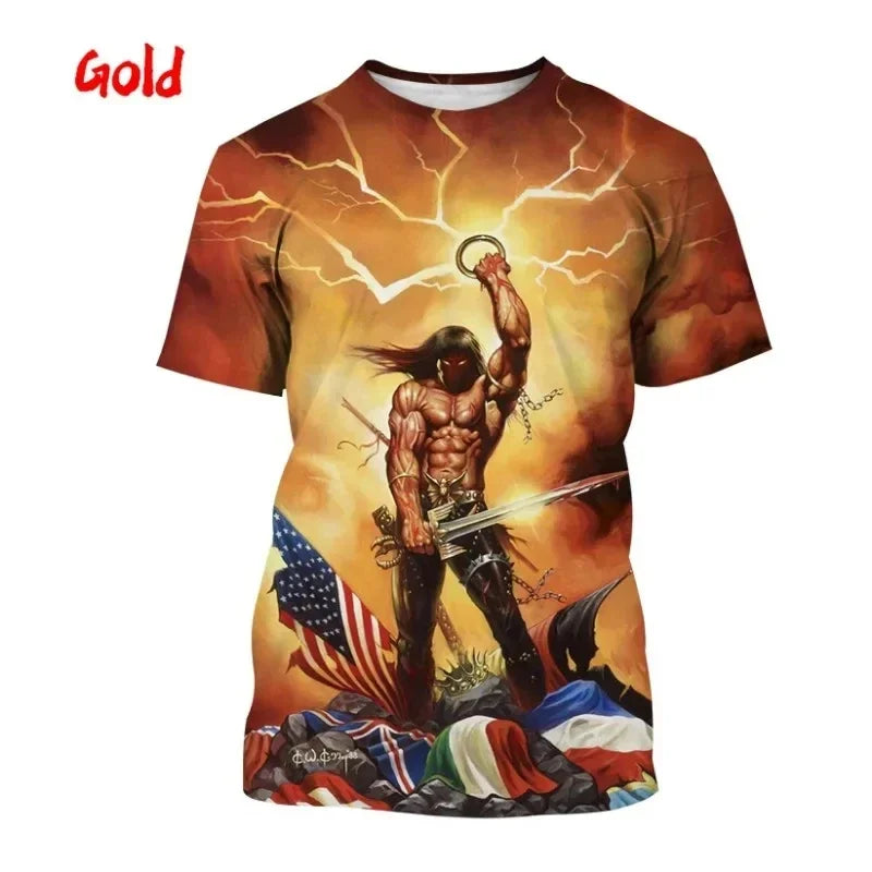 New Hot Manowar Punk Style Rock 3D Print T-shirts Summer Men Women Unisex Casual Hip Hop Short Sleeve Tee Top Oversized Clothing