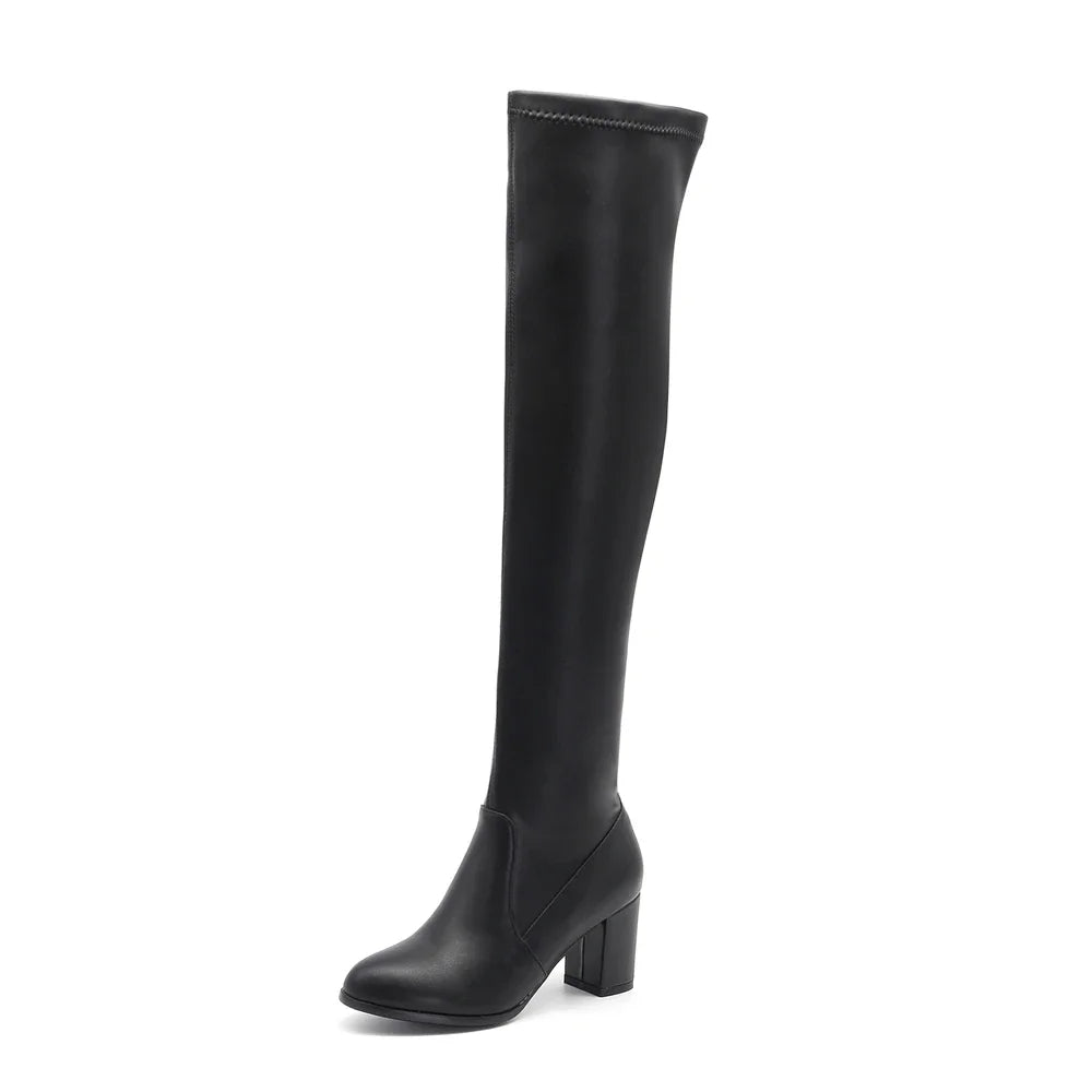 2025 Sexy Thigh High Boots Platform WinterWomen Shoes Stretch Over the Knee Boots High Heels Brown White Black Long Boots 32-43