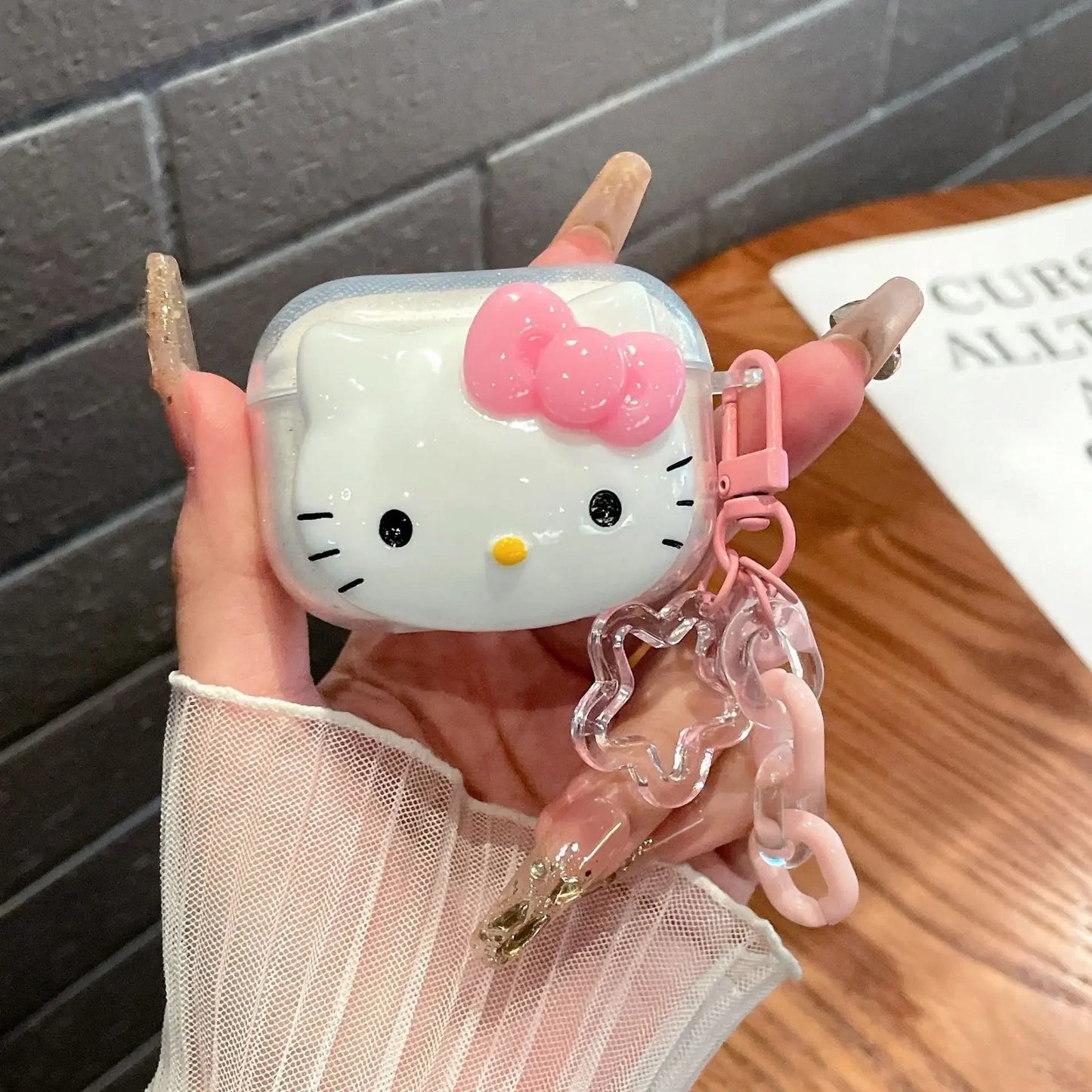 New Cute Pink Hello KT Cat Cover for AirPods 4 Cartoon Earphone Case for Airpods Pro2 Pro 3 2 1 Protective Cover with Keychain