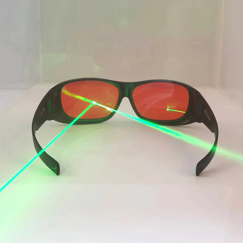 190-550nm OD 5+ 532nm Professional Green Laser Safety Glasses Red lenses Protective Goggles