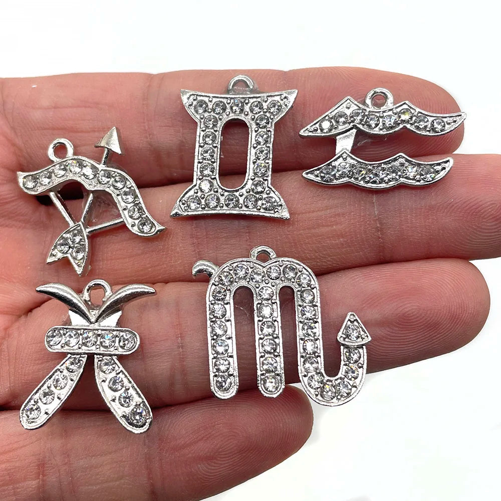 the Zodiac Metal Bling Rhinestone Shiny Silvery Shoe Charms for Clogs Sandals Decoration Shoe Buckle for Girls Gif