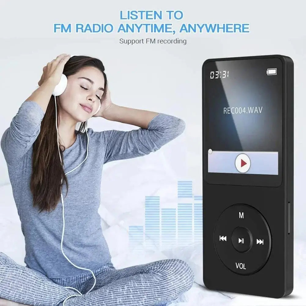 MP3 Player Portable Music Player Bluetooth 5.4 Music Stereo Player 1.8 inch Screen Support FM Radio E-Book Recording MP4 Player