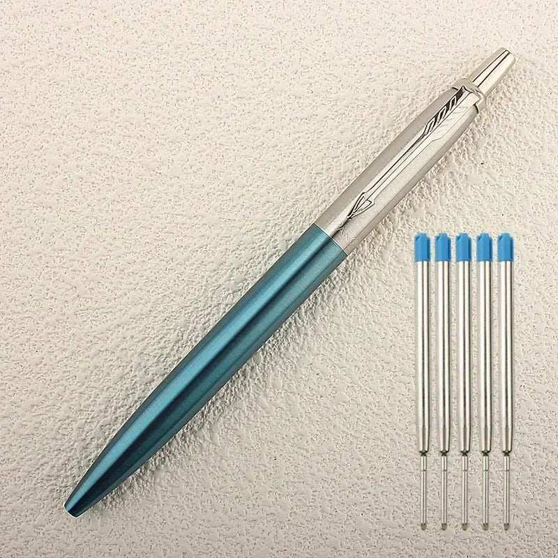 9 Colors Metal Ballpoint Pens Automatic Ball Pen G2 RefillBlue Ink For School Office Stationery Supplies Writing 0.7mm