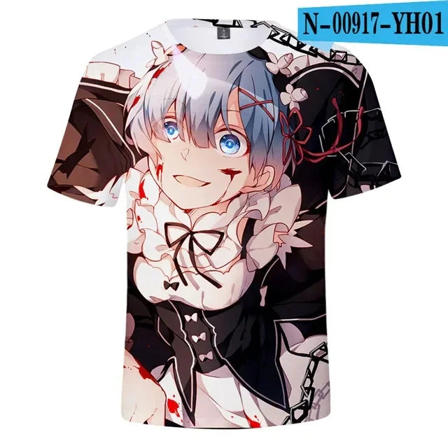 New Anime Re:zero  3D Printed T-Shirt Men Women Cosplay  Short Sleeve Cute Fashion Kawaii  T-Shirt Harajuku Clothes