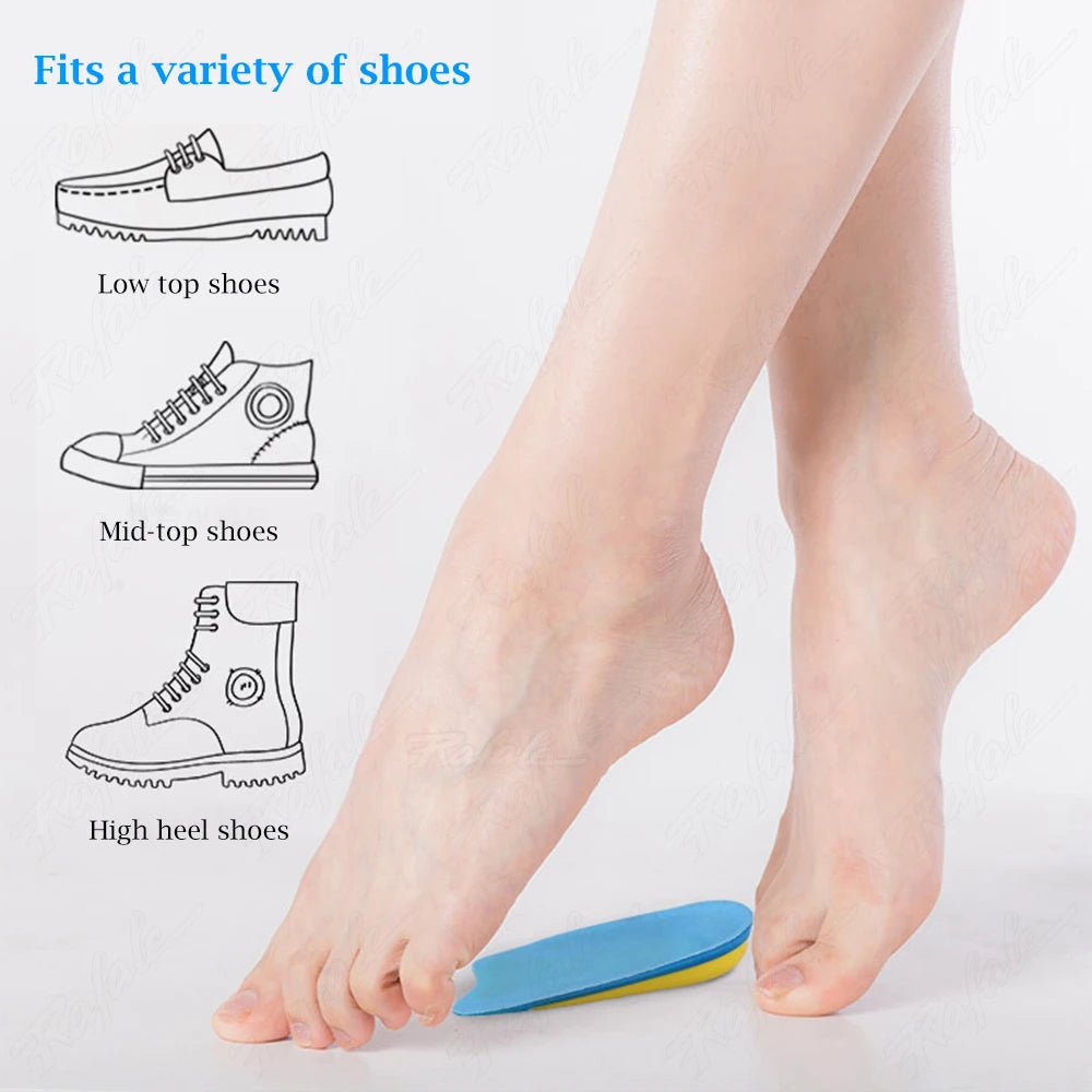 UPAKME Silicone Gel Insoles for Plantar Fasciitis Heel Spurs Pain Foot Cushions Massagers Care Elastic Half Heel  Unisex Inserts