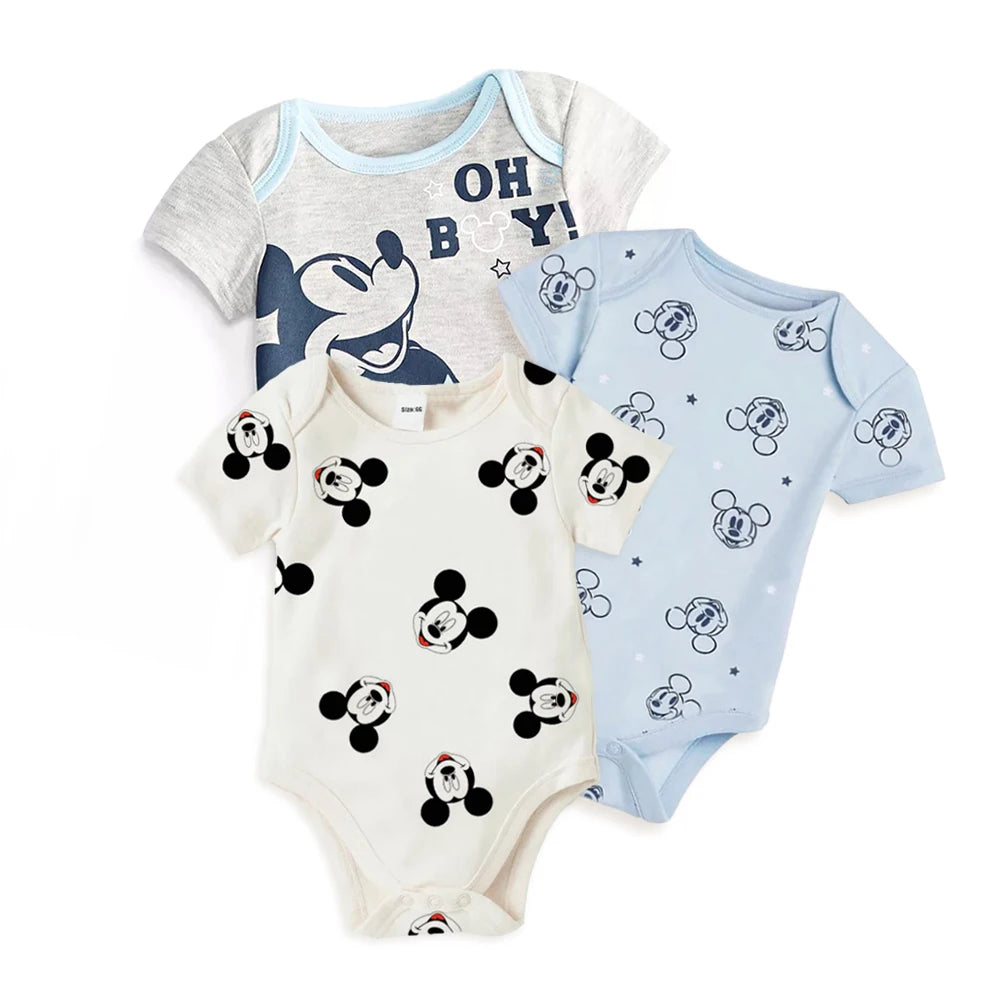 3pcs Summer Newborn Rompers Cartoon Baby Boys Girls Jumpsuit Infant Costume Short Sleeve Bodysuits