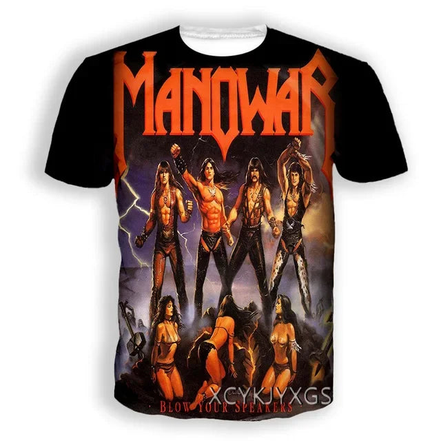 New Hot Manowar Punk Style Rock 3D Print T-shirts Summer Men Women Unisex Casual Hip Hop Short Sleeve Tee Top Oversized Clothing