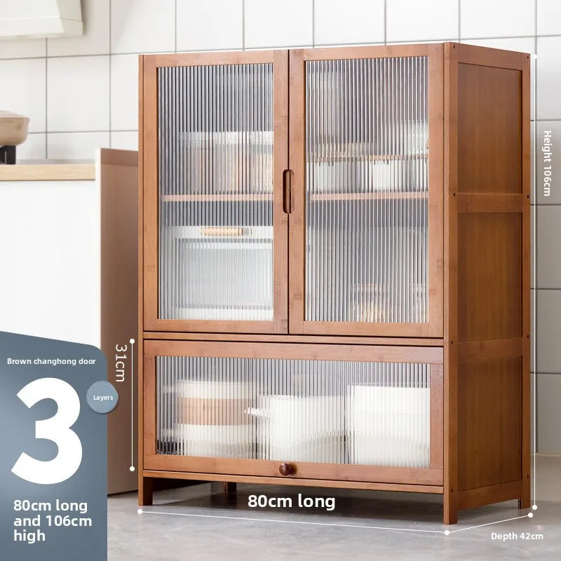 Kitchen shelf, floor standing multifunctional bowl cabinet, microwave oven cabinet, dining side storage cabinet