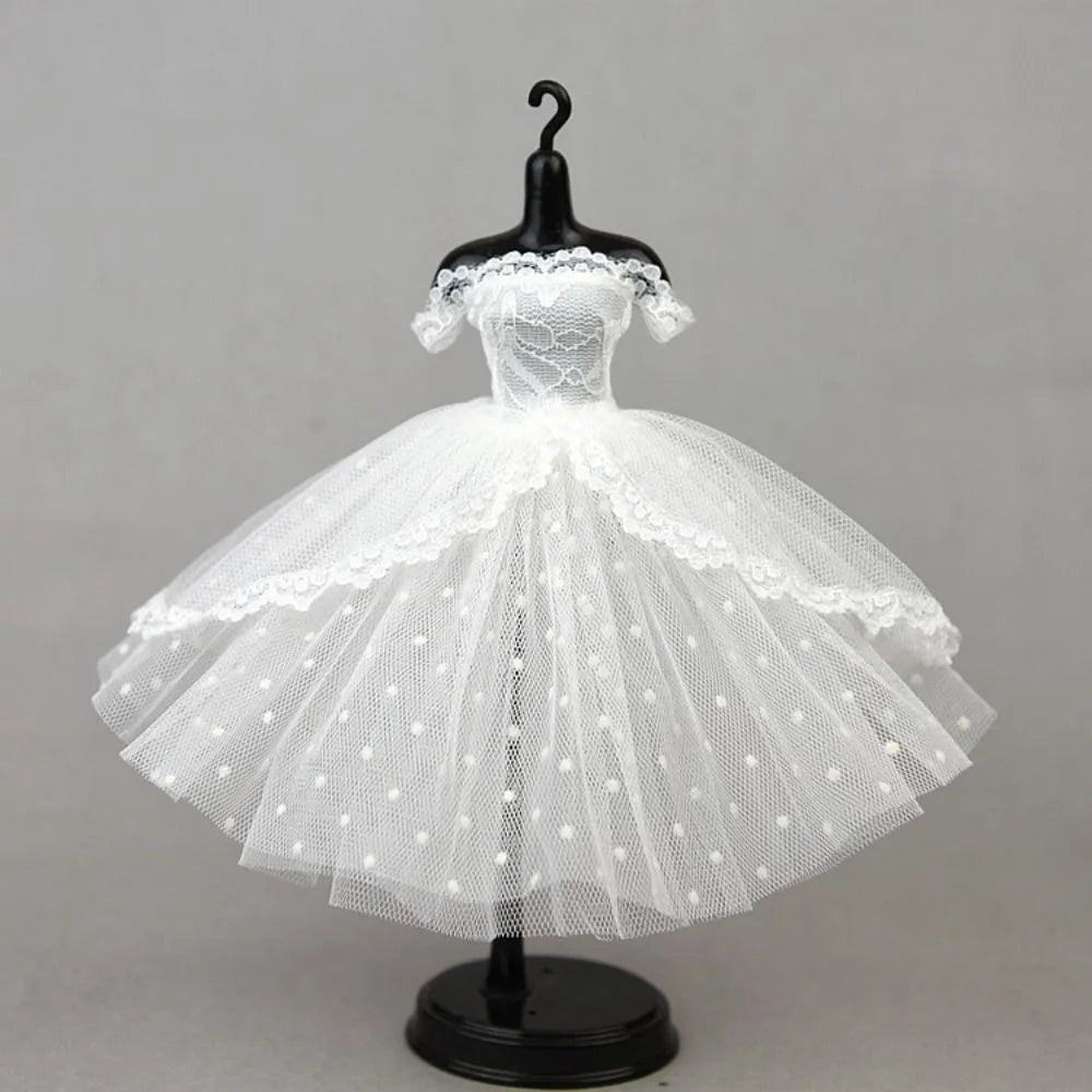 Dress Up Doll Dress Evening Party Prom Dress Lace Dolls Clothes Mini Black Tutu Dotted Doll Princess Dress Doll Accessories