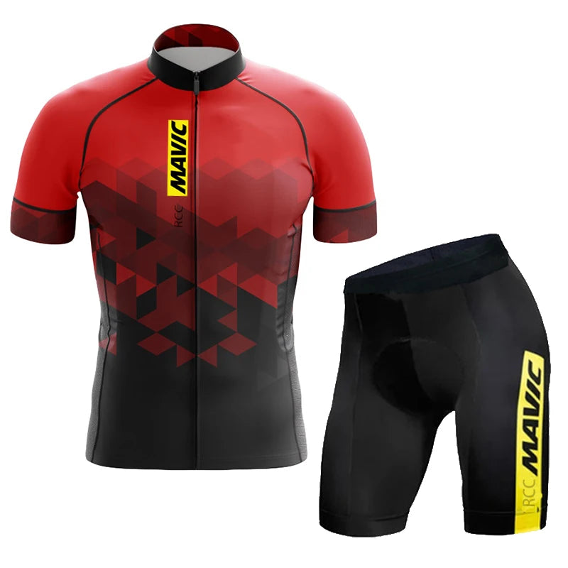 RCC MAVIC Pro Bicycle Team Short Sleeve Maillot Ciclismo Men's Cycling Jersey Sets Summer Breathable Cycling Clothing Suit