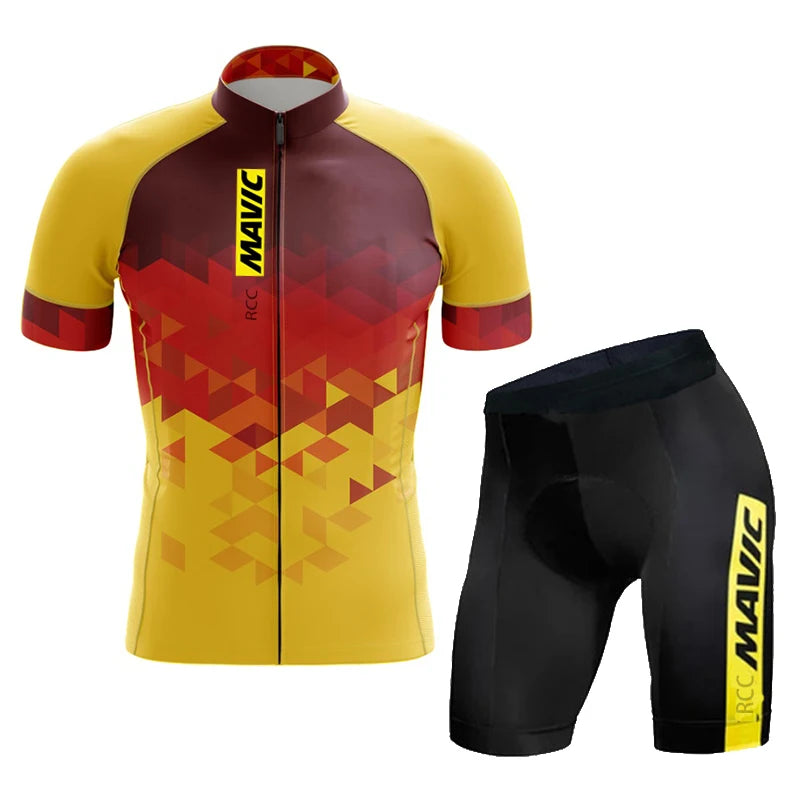 RCC MAVIC Pro Bicycle Team Short Sleeve Maillot Ciclismo Men's Cycling Jersey Sets Summer Breathable Cycling Clothing Suit