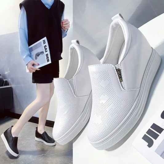 2025 women's spring shoes Heel New Lady Casual Women Sneakers Leisure Platform Wedge Height Increasing Zapatos De Mujer