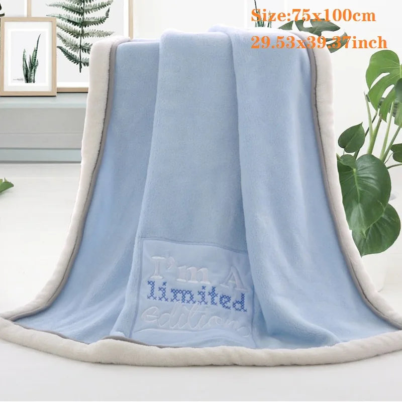 Baby Blankets Newborn Lovely Embroidery Flannel Baby Blanket Baby Boys Girls Swaddle Wrap Infant Stroller Cover Kids Blankets