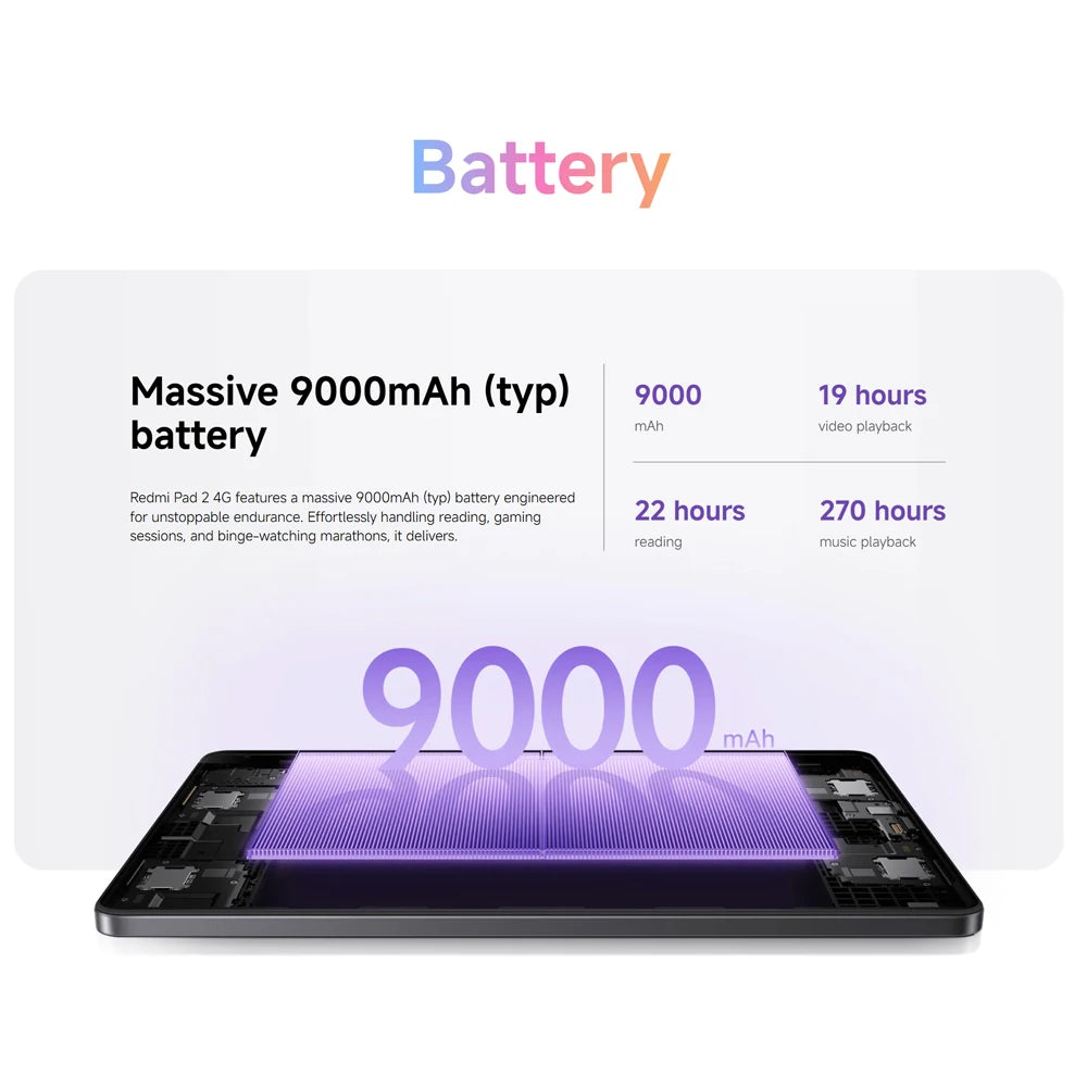 Global Version Xiaomi redmi pad2 4G Tablet Advanced Helio G100-Ultra 11" 2.5K crystal-clear display 9000mAh battery Mi Tablet PC