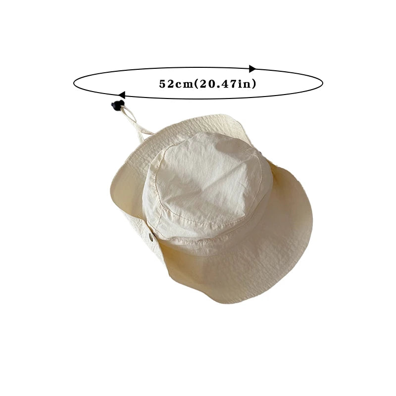 Summer Quick Dry Kids Bucket Hat Solid Color Boys Girls Fisherman Hats For Children Drawstring Outdoor Beach Panama Sun Cap