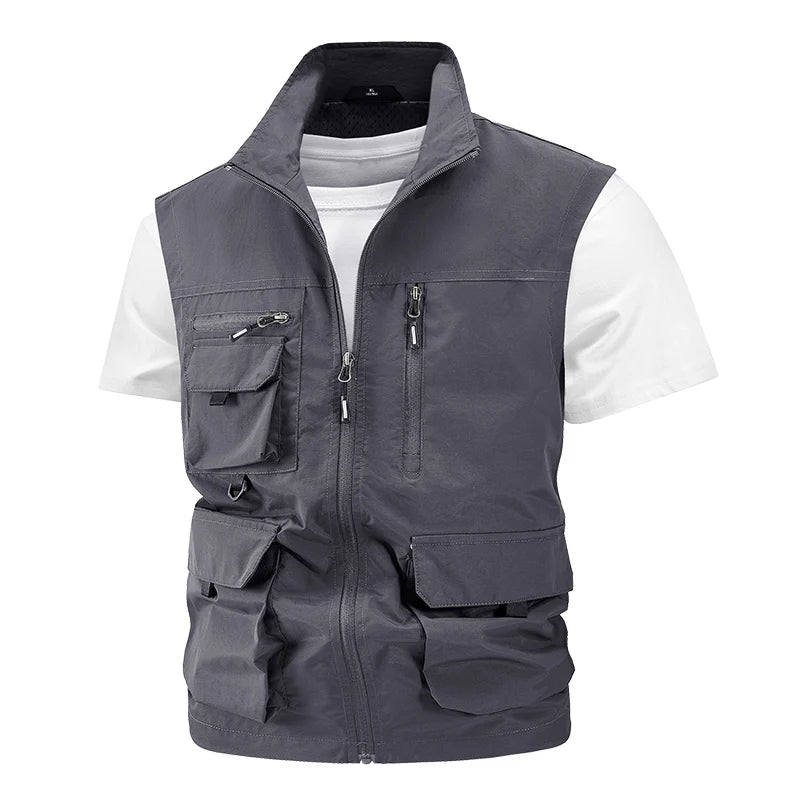 Jacket Hunting Camping Men's Work Vest Tactical Windbreaker Men Large Size Golf Sleeveless Fishing Waterproof Coat Summer Vest