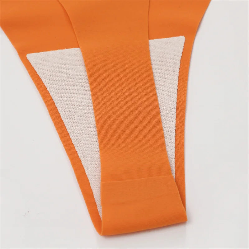 5PCS Ice Silk Seamless Thongs Women V Waist G