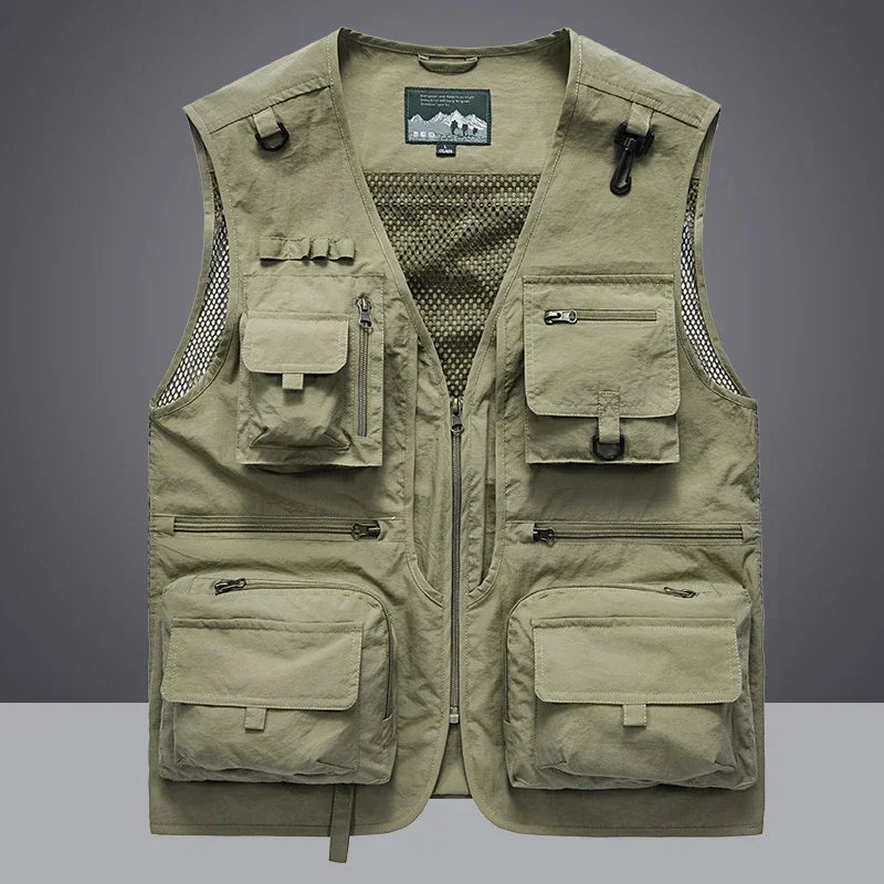 Summer Men Unloading Tactical Vest Coat Casual Men's Photographer Waistcoat Mesh Work Sleeveless Jacket Tools Pocket Vest 6XL