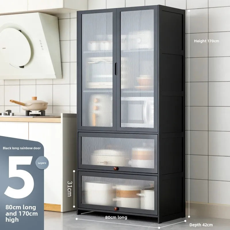 Kitchen shelf, floor standing multifunctional bowl cabinet, microwave oven cabinet, dining side storage cabinet