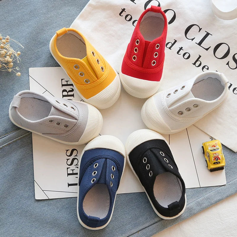 New Children's Low Cut Canvas Shoes Breathable Boys' Cloth Shoes Fashion Girls' Casual Shoes Colored Biscuit Shoes