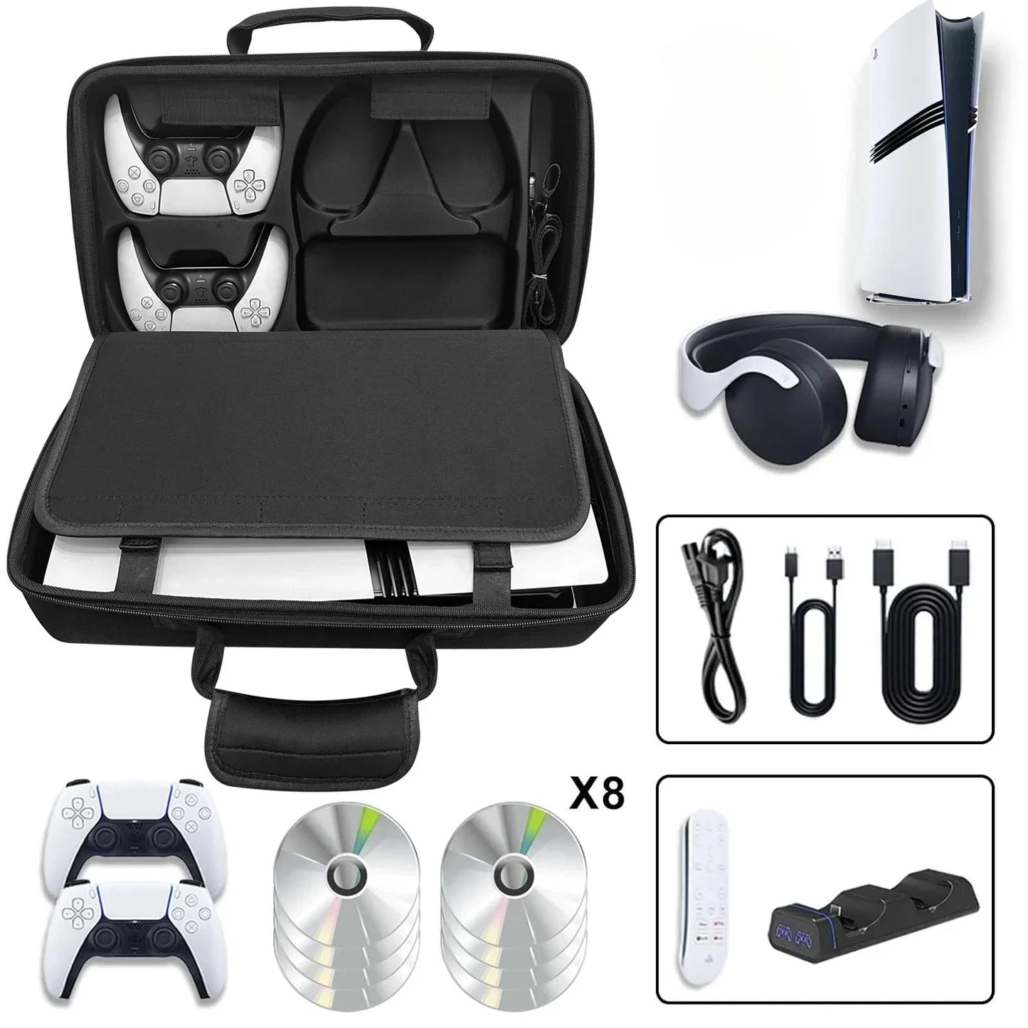 Carrying Case For PS5 Pro Bag Gamepad Console Controller Headphone Protective Travel Storage Handbag For Playstation 5 Pro