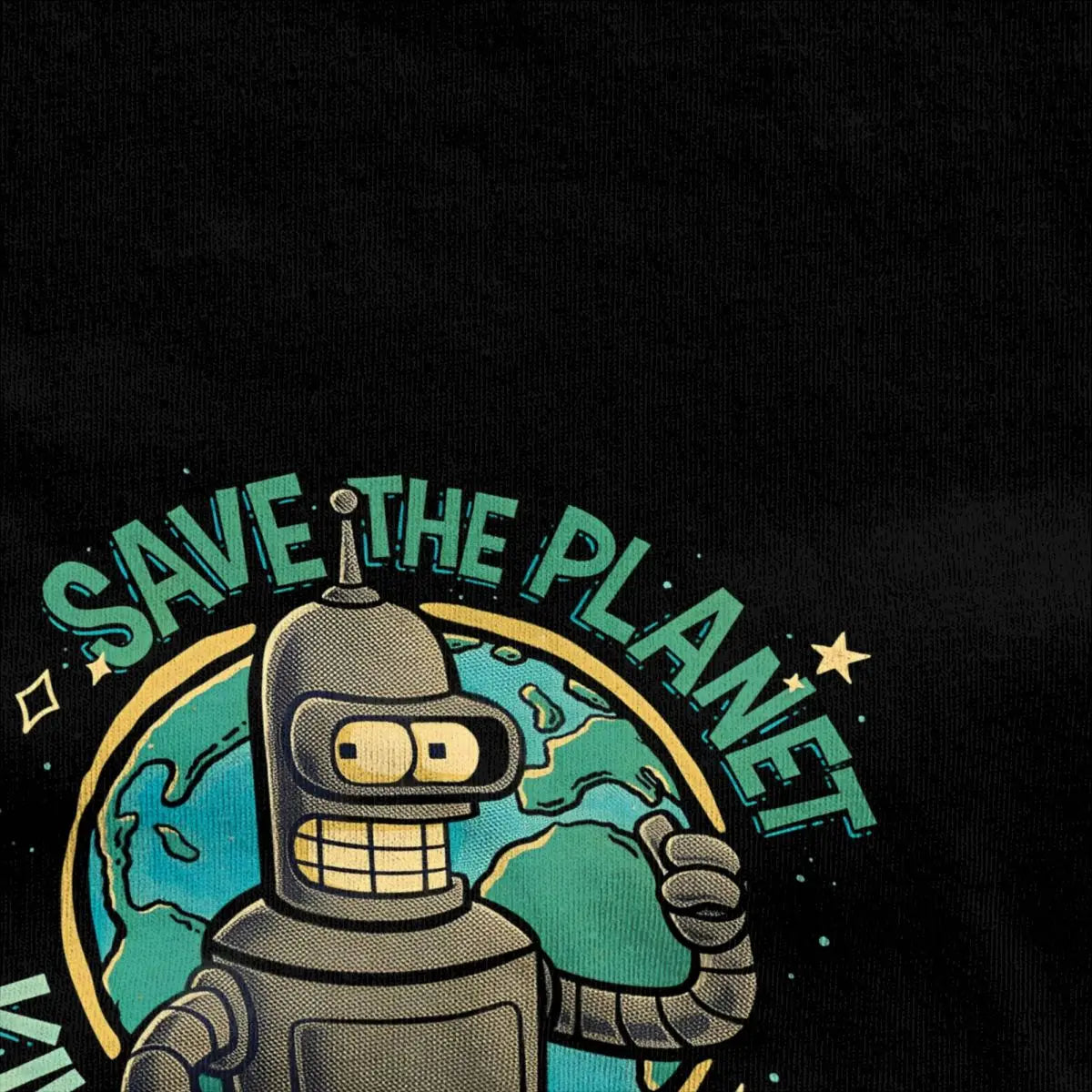 Fashion Futuramas Save Thr Planet T Shirt Unisex Round Neck Short Sleeve Top Tee 100%Cotton Summer Tops