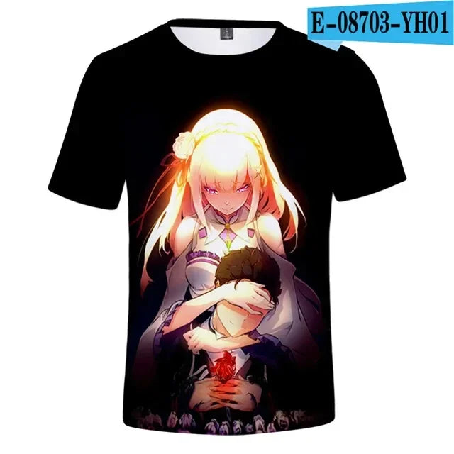 New Anime Re:zero  3D Printed T-Shirt Men Women Cosplay  Short Sleeve Cute Fashion Kawaii  T-Shirt Harajuku Clothes