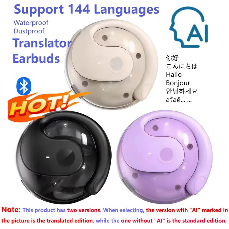 144-Language AI Translation Headphones: Wireless Ear-Hook Style for Real-Time Communication During Travel
