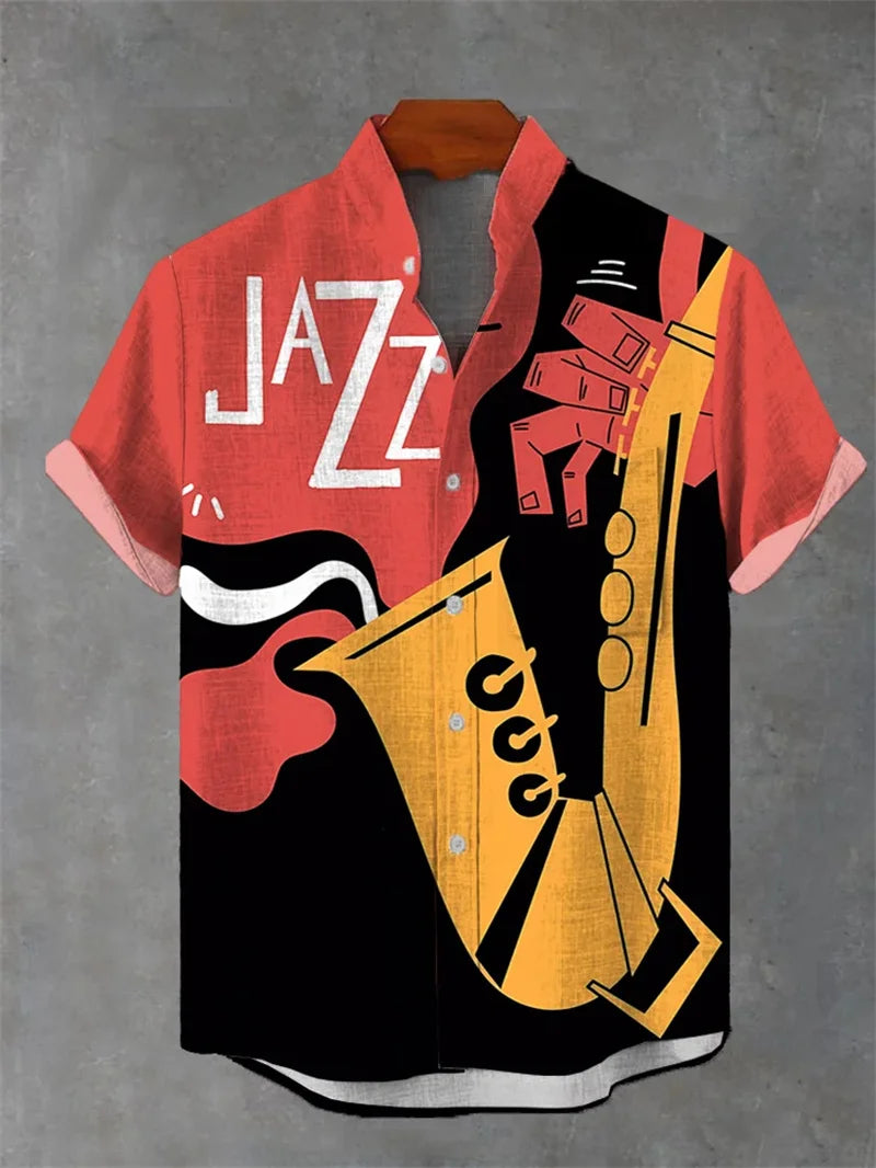 2025 Fashion Carnival 3D Printing Men's Shirt Men's Short Sleeve Shirt Casual Shirt Holiday Top Camisas De Vestir Para Hombre