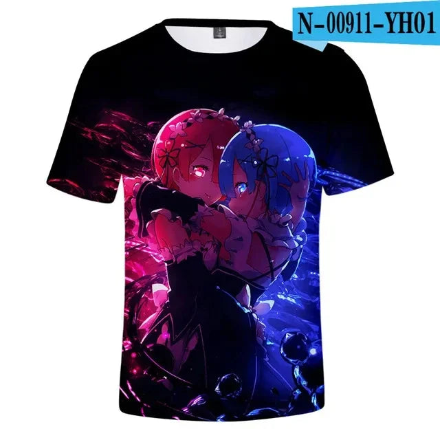New Anime Re:zero  3D Printed T-Shirt Men Women Cosplay  Short Sleeve Cute Fashion Kawaii  T-Shirt Harajuku Clothes