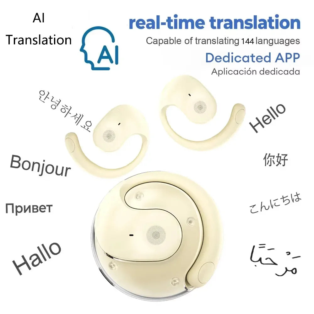 144-Language AI Translation Headphones: Wireless Ear-Hook Style for Real-Time Communication During Travel