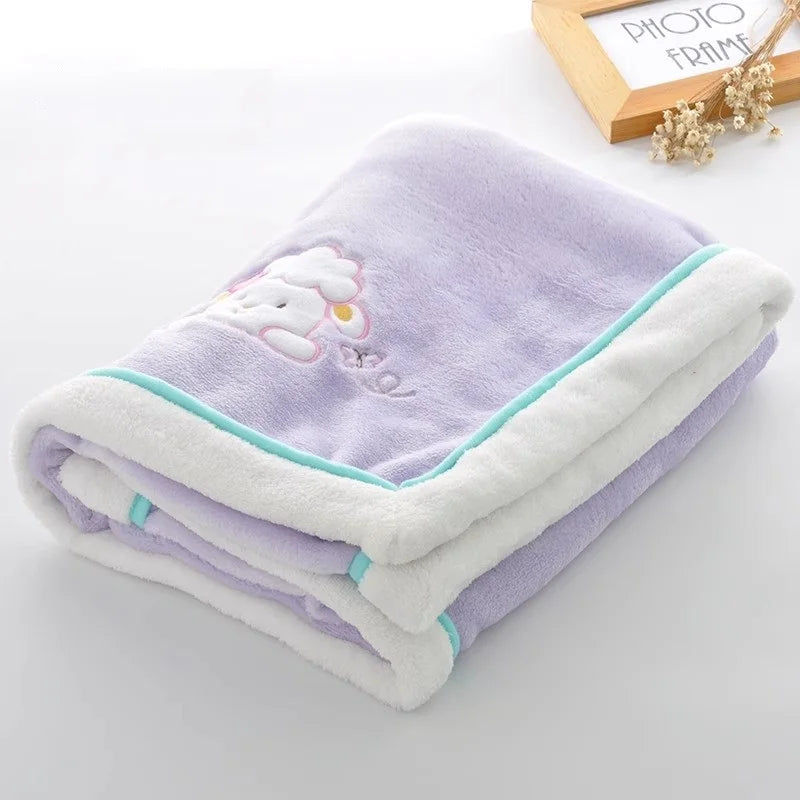 Baby Blankets Newborn Lovely Embroidery Flannel Baby Blanket Baby Boys Girls Swaddle Wrap Infant Stroller Cover Kids Blankets