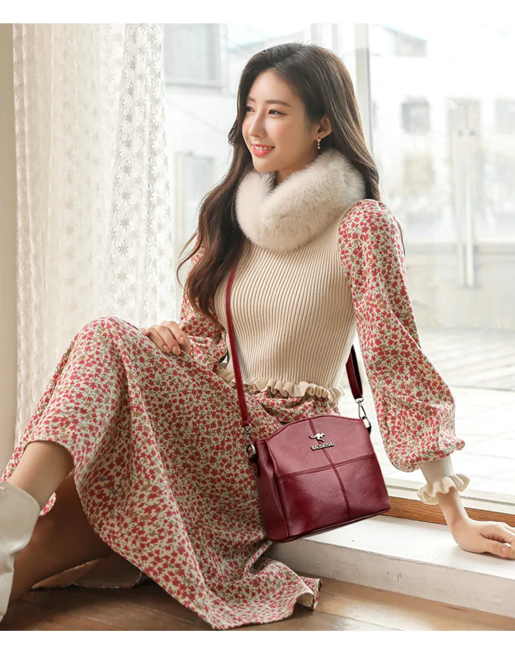 Women Embroidery Tote Bag High Quality Leather Ladies Handbag