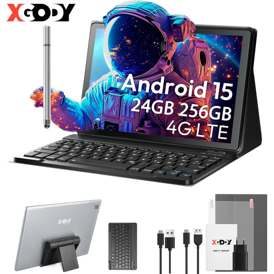 XGODY Globale Version P60 Pro Android 15 Tablet PC 10 Zoll ultra-klares 90Hz Display 24GB(8+16) 256GB 8000mAh Akku Tablet