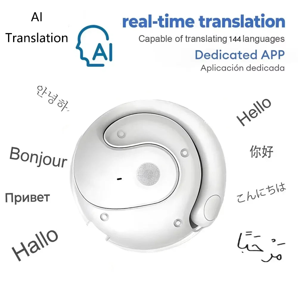 144-Language AI Translation Headphones: Wireless Ear-Hook Style for Real-Time Communication During Travel