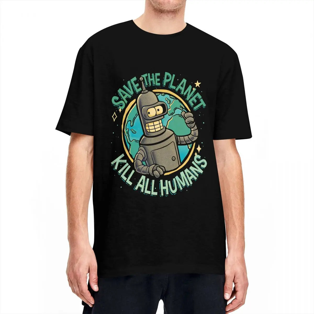 Fashion Futuramas Save Thr Planet T Shirt Unisex Round Neck Short Sleeve Top Tee 100%Cotton Summer Tops